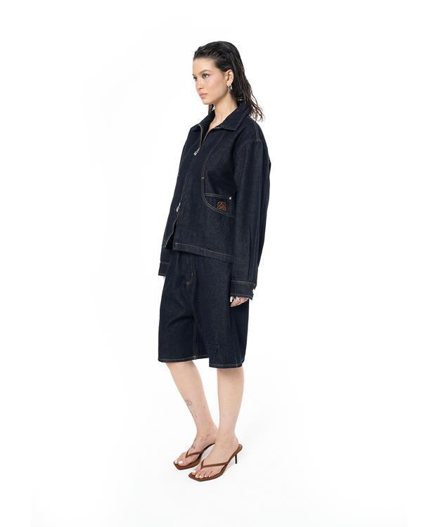 UNISEX SIGNATURE RAW DENIM JACKET - INDIGO