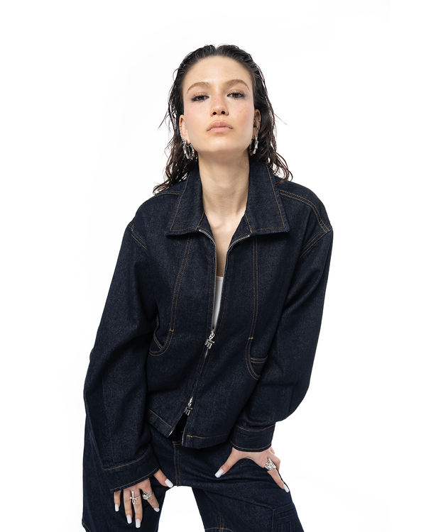 UNISEX SIGNATURE RAW DENIM JACKET - INDIGO