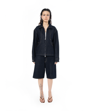UNISEX SIGNATURE RAW DENIM JACKET - INDIGO