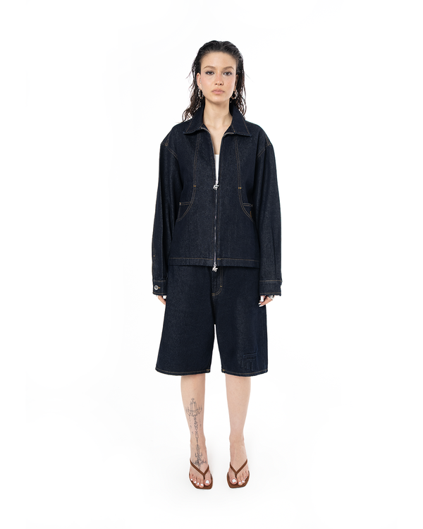 UNISEX SIGNATURE RAW DENIM JACKET - INDIGO