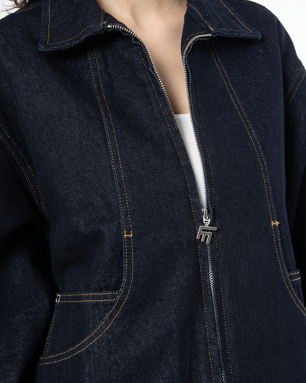 UNISEX SIGNATURE RAW DENIM JACKET - INDIGO