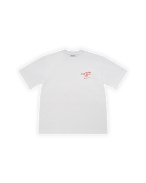 UNISEX OVERSIZE FAKE LOVE BASKILI TİŞÖRT - BEYAZ