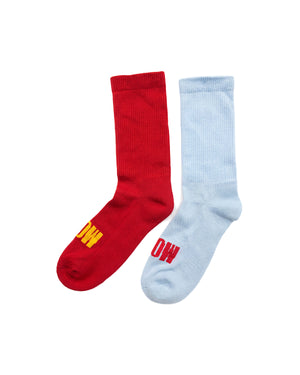 BIG LOGO TERRY SOLE CREWS - RED/BABY BLUE