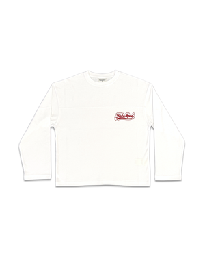 FakeMood Logo Baskılı Uzun Kollu Erkek T-Shirt - Beyaz