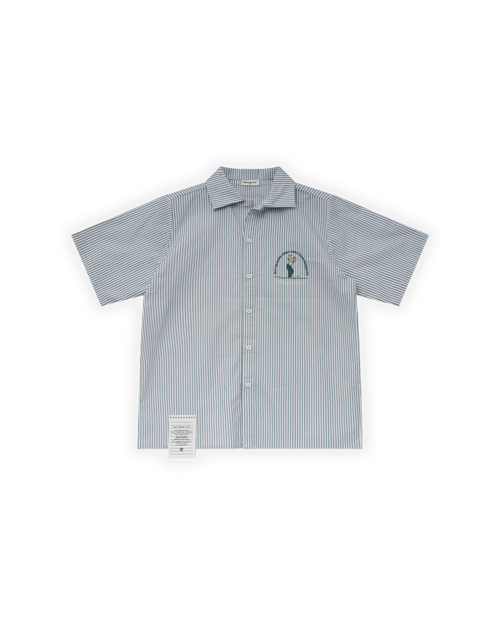 ERKEK OVERSIZE ÇİZGİLİ MOTTO ETKETLİ GOLF CLUB GÖMLEK - YEŞİL