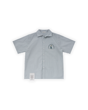 ERKEK OVERSIZE ÇİZGİLİ MOTTO ETKETLİ GOLF CLUB GÖMLEK - YEŞİL