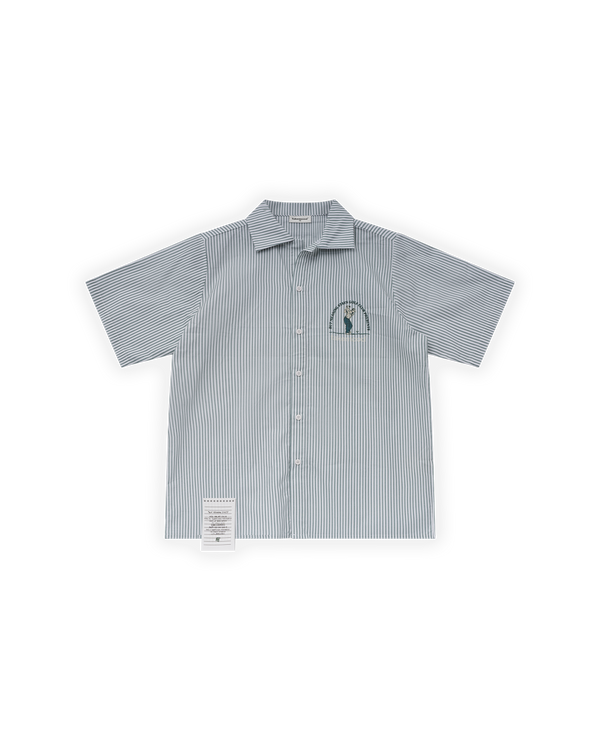 ERKEK OVERSIZE ÇİZGİLİ MOTTO ETKETLİ GOLF CLUB GÖMLEK - YEŞİL