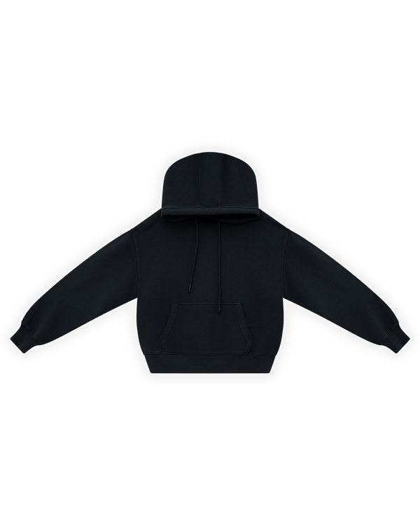ERKEK OVERSIZE FM ICON NAKIŞLI HOODIE - SİYAH