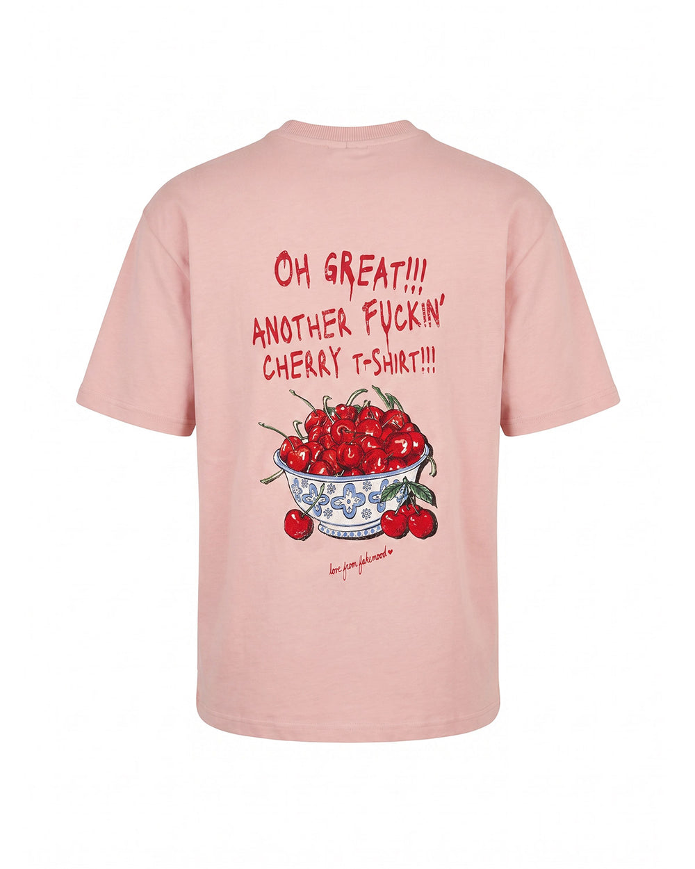UNISEX OVERSIZE KİRAZ BASKILI TİŞÖRT - PEMBE