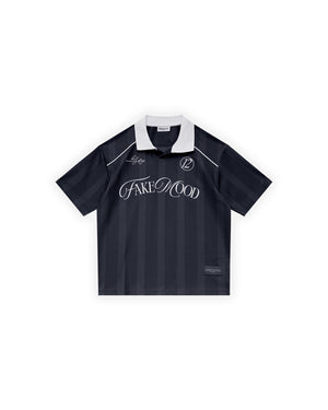 ERKEK OVERSIZE POLO YAKA JERSEY FAKEMOOD FORMA - SİYAH