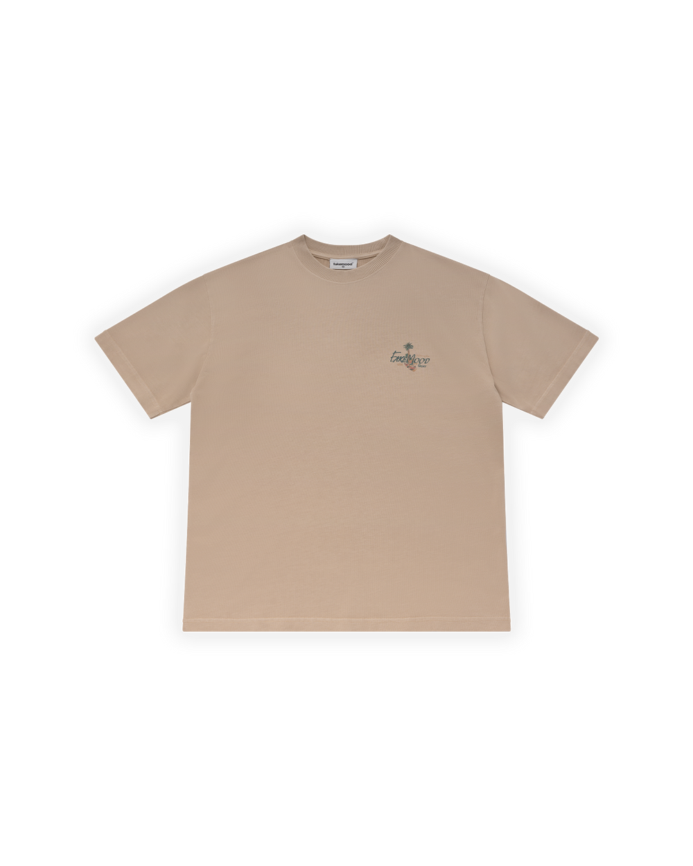 ERKEK OVERSIZE FAKEMOOD PLACE BASKILI TİŞÖRT - LATTE