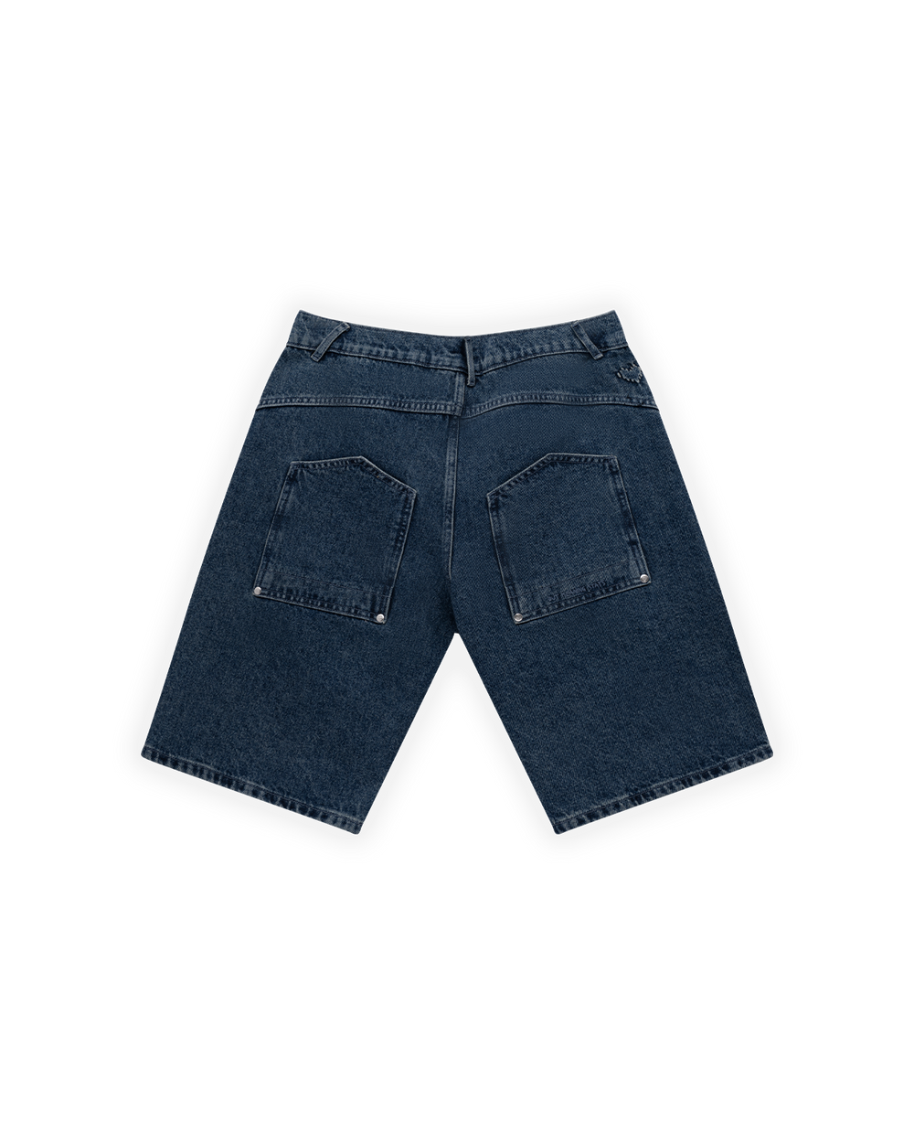 UNISEX RELAXED FIT FM ICON LOGO KABARTMALI PREMIUM DENIM  ŞORT - LACİVERT