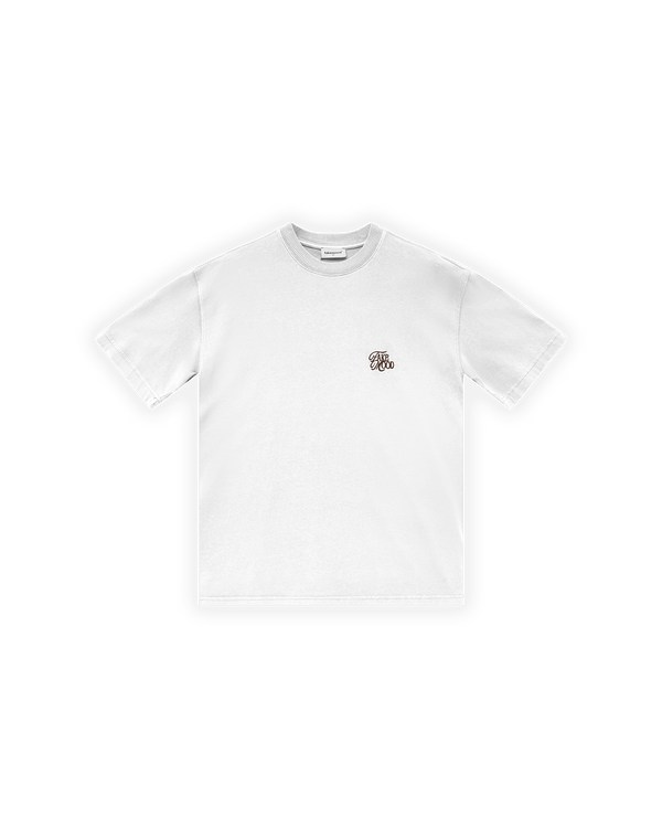 ERKEK OVERSIZE FAKEMOOD NAKIŞLI TİŞÖRT - BEYAZ
