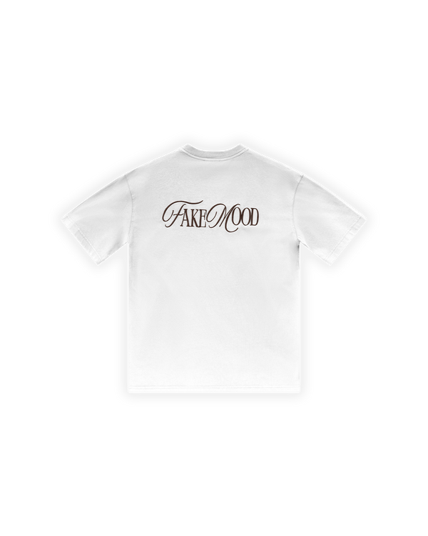 ERKEK OVERSIZE FAKEMOOD NAKIŞLI TİŞÖRT - BEYAZ