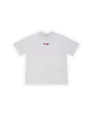 UNISEX OVERSIZE LOVE IS A TRAP BASKILI TİŞÖRT - BEYAZ