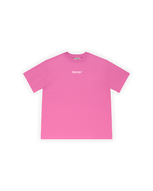 UNISEX OVERSIZE LOVE IS A TRAP BASKILI TİŞÖRT - PEMBE