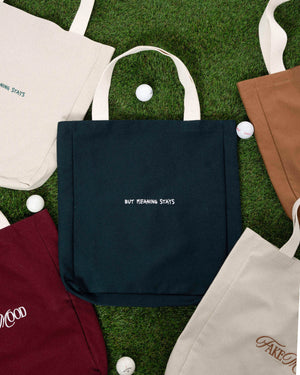 CANVAS EMBROIDERED TOTE BAG -BEIGE/ DARK GREEN