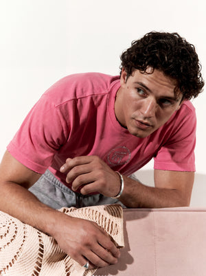 UNISEX OVERSIZE FM ICON YIPRATMALI TİŞÖRT - PEMBE