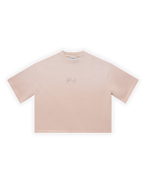 UNISEX BOXY FIT YIKAMALI SPREY EFEKTLİ BASKILI TİŞÖRT - PEMBE