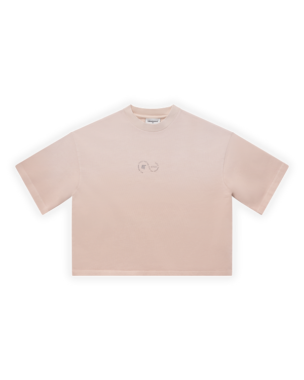 UNISEX BOXY FIT YIKAMALI SPREY EFEKTLİ BASKILI TİŞÖRT - PEMBE