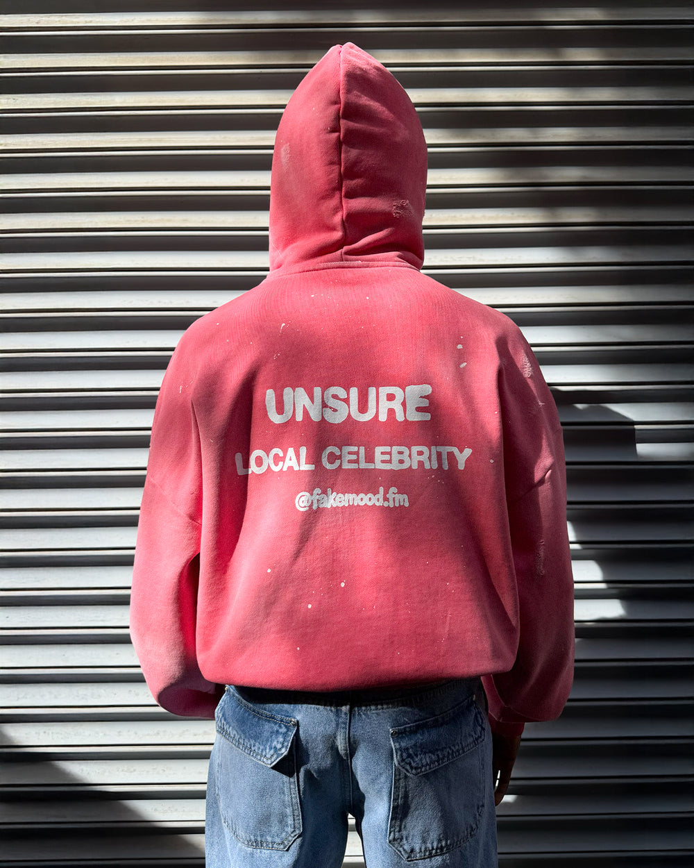 Unsure Local Celebrity Yıpratmalı Hoodie - Pembe
