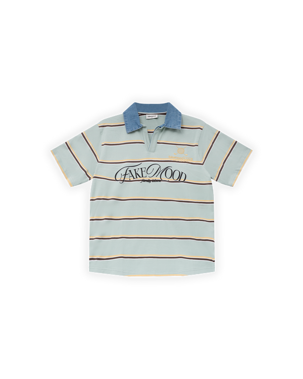 UNISEX ÇİZGİLİ NAKIŞLI GOLF POLO T-SHIRT - YEŞİL