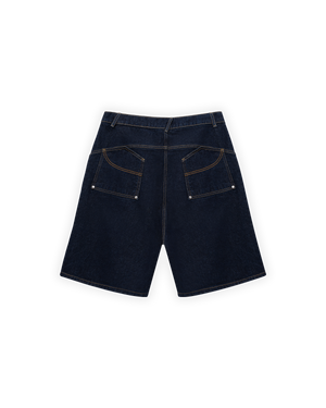 UNISEX OVERSIZE PREMIUM RAW DENIM ŞORT - SİYAH