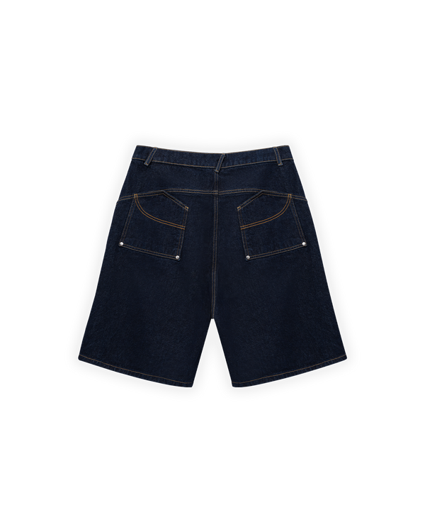 UNISEX OVERSIZE PREMIUM RAW DENIM ŞORT - SİYAH