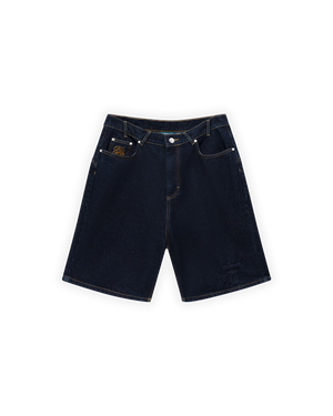 UNISEX OVERSIZE PREMIUM RAW DENIM ŞORT - SİYAH