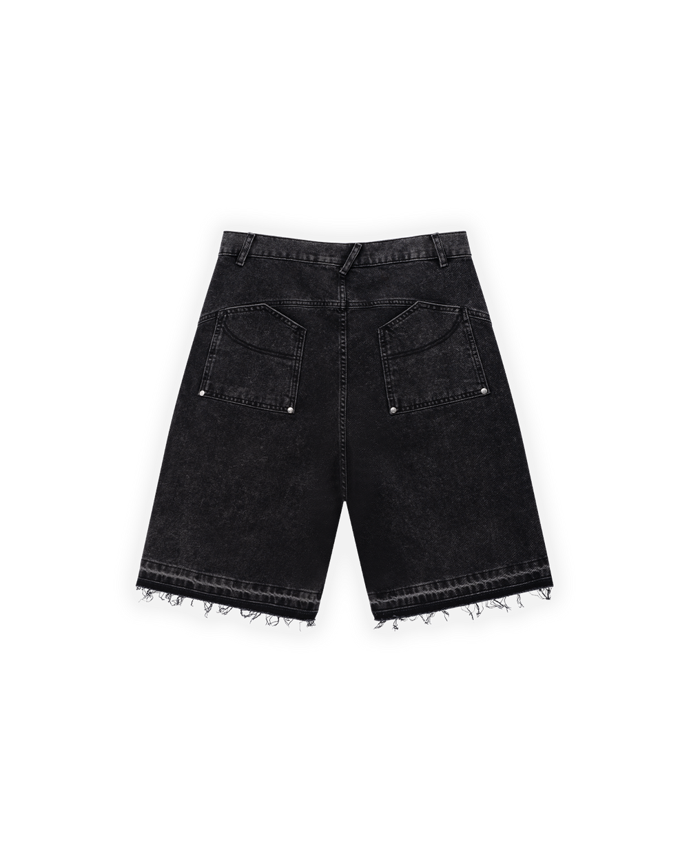 UNISEX OVERSIZE YIPRATMALI FM ICON DETAYLI PREMIUM DENIM ŞORT - SİYAH