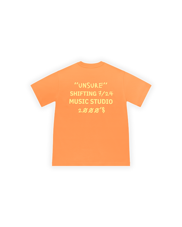 ERKEK OVERSIZE 2000'S PUFF BASKILI TİŞÖRT - NEON TURUNCU