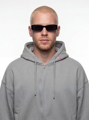 UNISEX ASYMMETRIC ZIP FULL ZIP SWEATSHIRT - GRAY