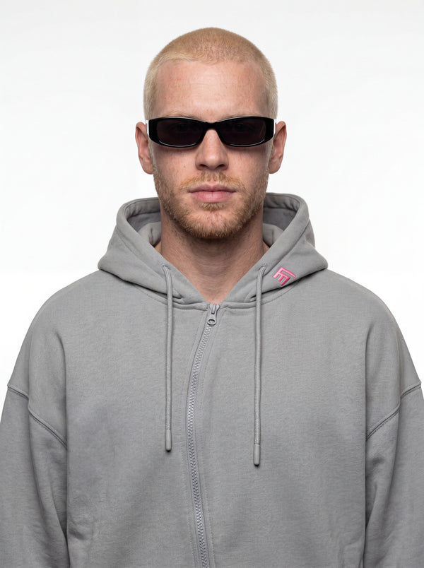 UNISEX ASYMMETRIC ZIP FULL ZIP SWEATSHIRT - GRAY