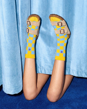FM CHECKERS CREW SOCKS - PINKY/BLUISH