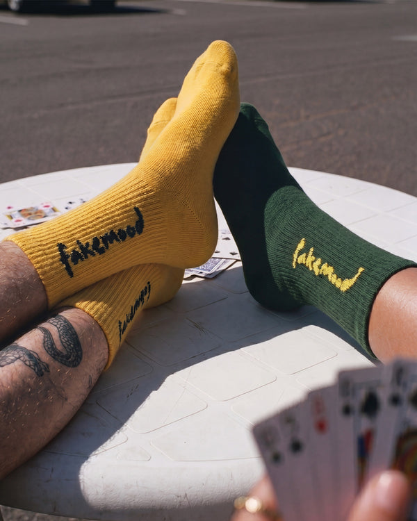 FM BRAZIL CREW SOCKS - GREEN/YELLOW