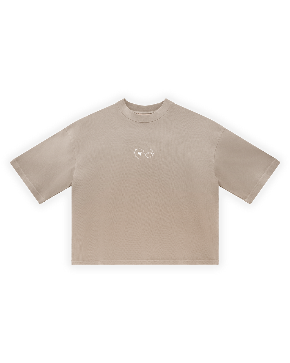 UNISEX BOXY FIT YIKAMALI SPREY EFEKTLİ BASKILI TİŞÖRT - KAHVERENGİ