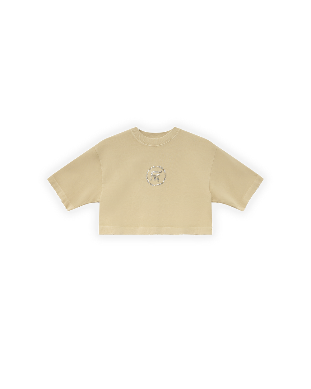KADIN OVERSIZE FM ICON YIPRATMALI CROP TİŞÖRT - KREM