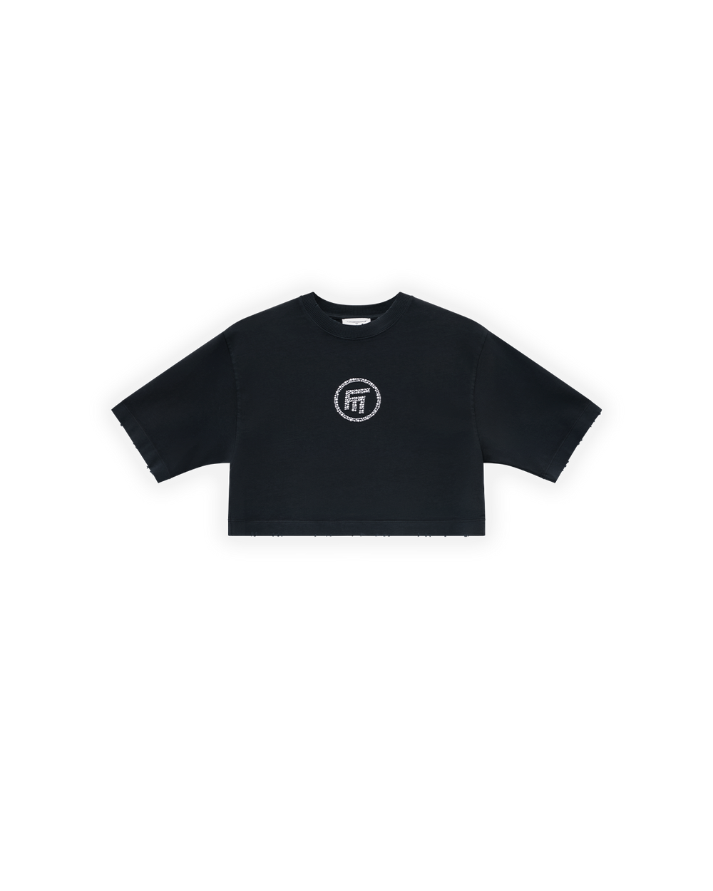KADIN OVERSIZE FM ICON YIPRATMALI CROP TİŞÖRT - SİYAH